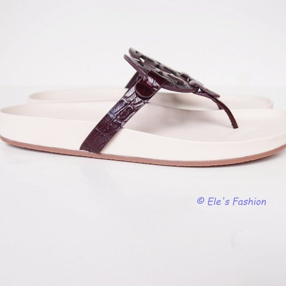 ❤️ NIB Tory Burch Miller Cloud Leather Sandal Cream PLUM US 7 7.5 8.5 9 9.5 AUTH - Picture 13 of 16